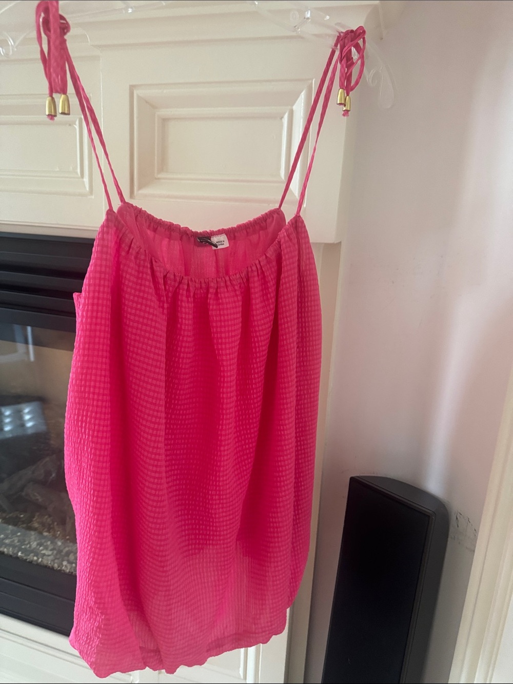 Divided Bright Pink Textured Tie-Shoulder Tank Top